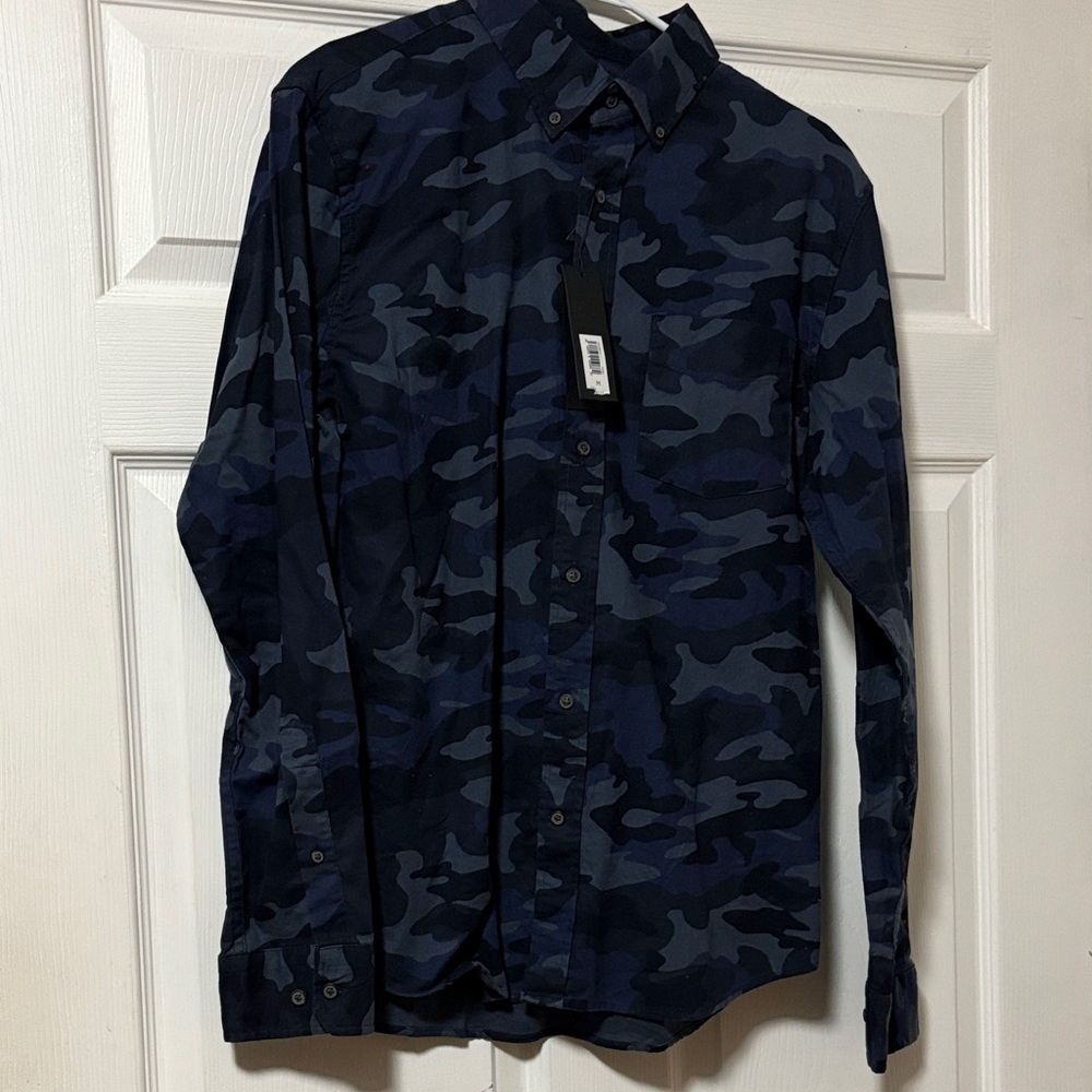 Banana Republic Men's Blue Camouflage Shirt